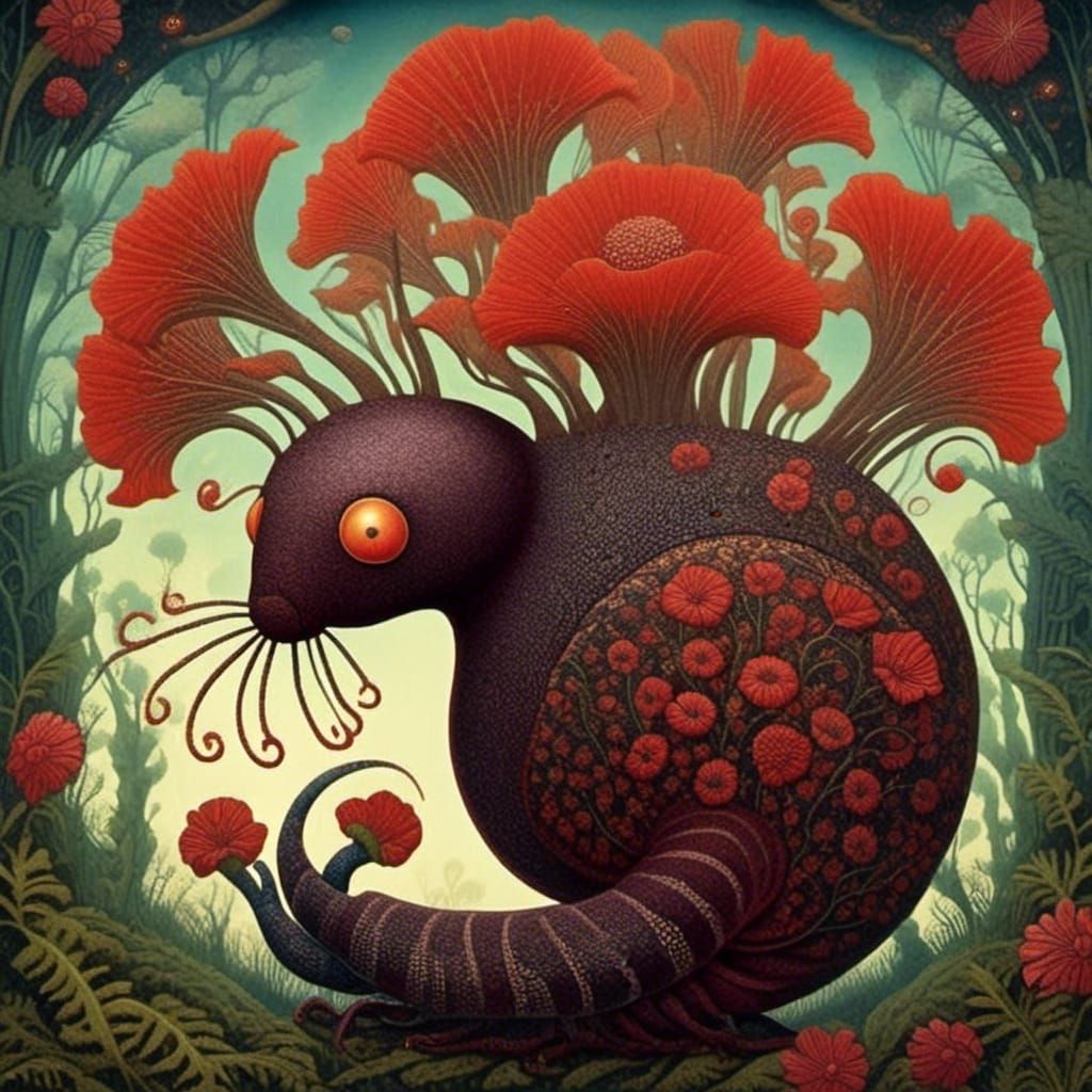 Hibiscus and Fern in Biomechanical Forest, Naoto Hattori Sty...