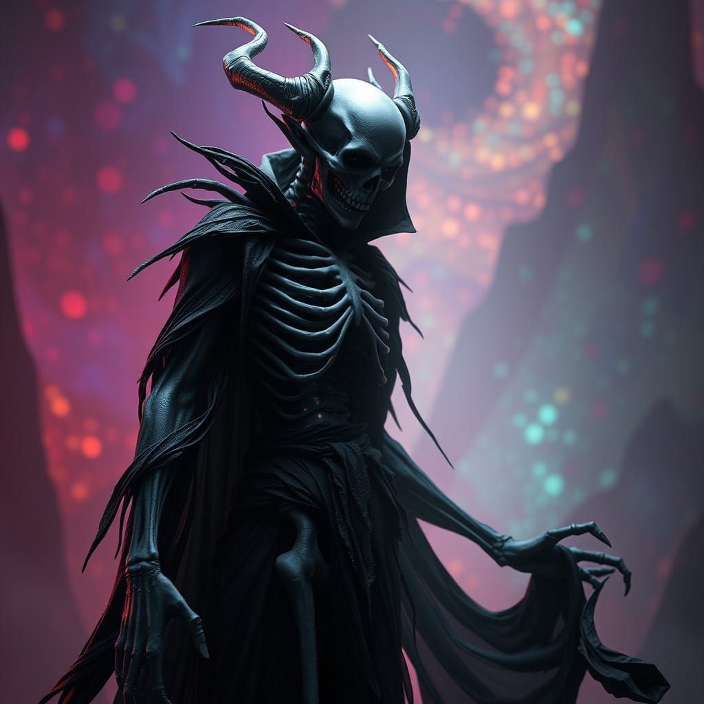 Ethereal Nosferatu Figure Emerges from Dark Mystical Realm