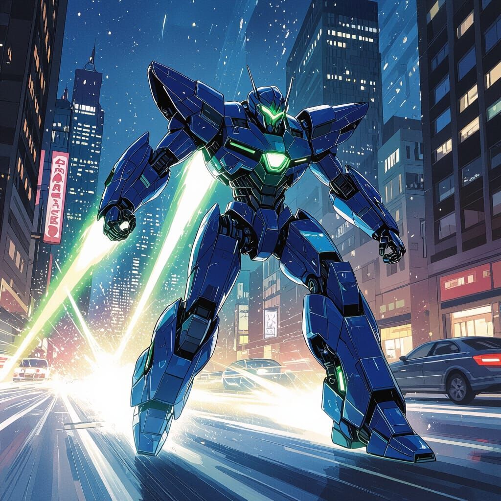 Heroic Battle Bot Speeds Through Metropolis