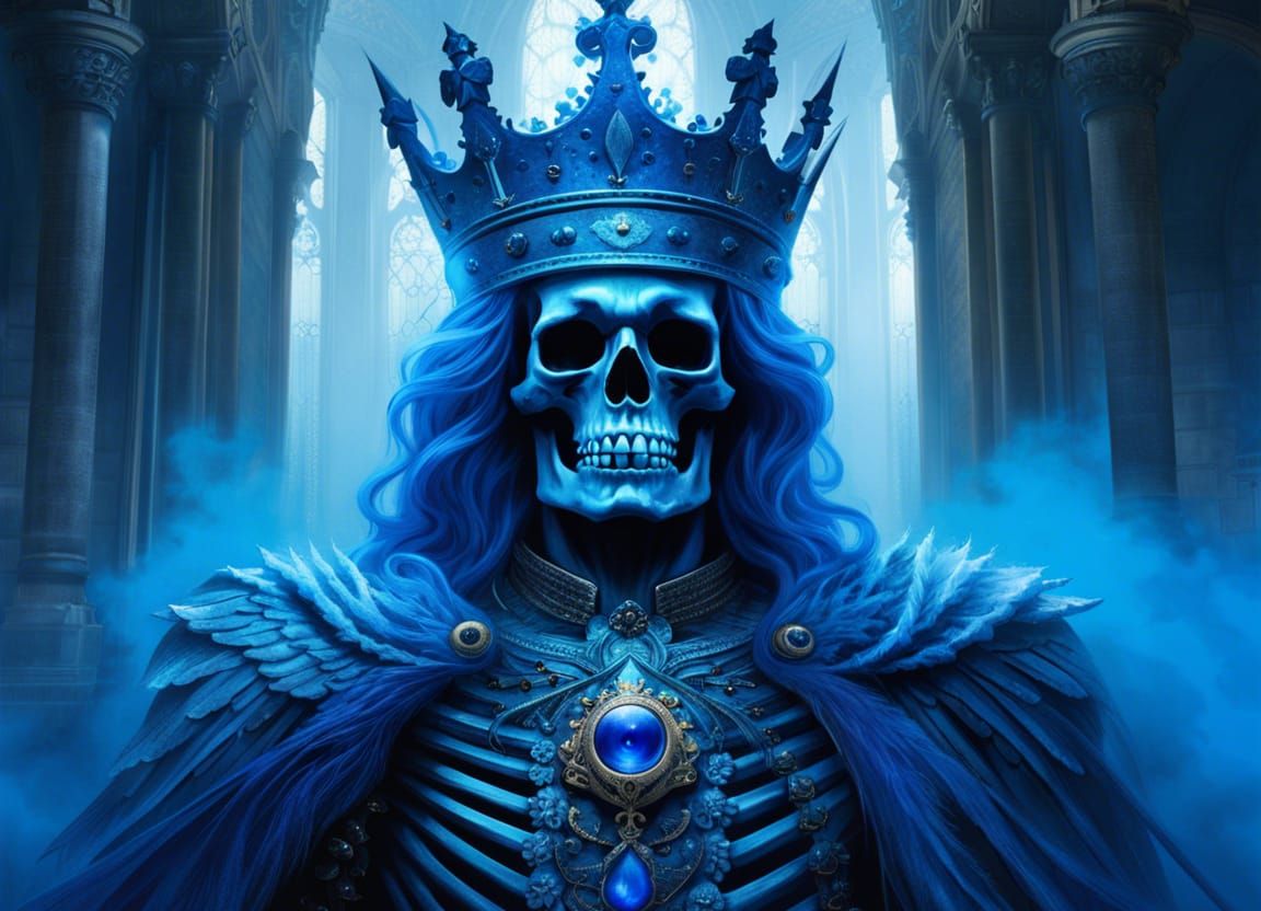 Blue Skeleton King in Dark Fantasy Splash Art