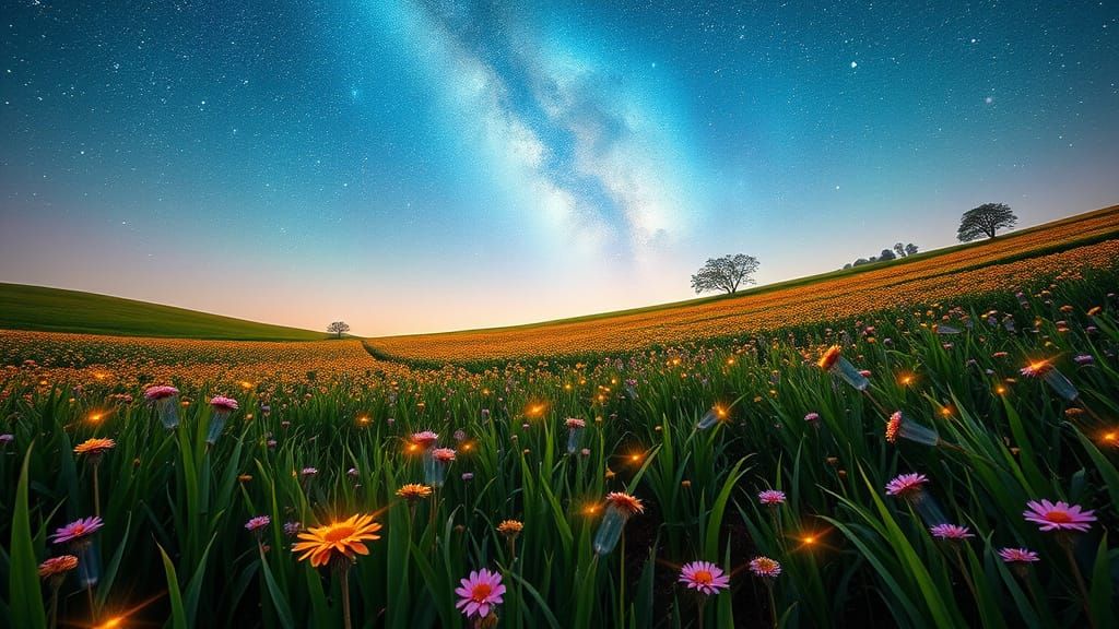 Infinite Cosmic Dreamscape in Vibrant Neon Hues