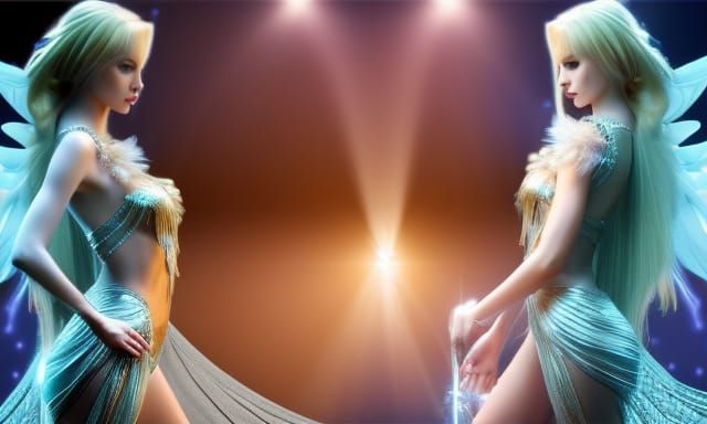 Goddess with Angel Wings and Keyblade in Fantasy Art