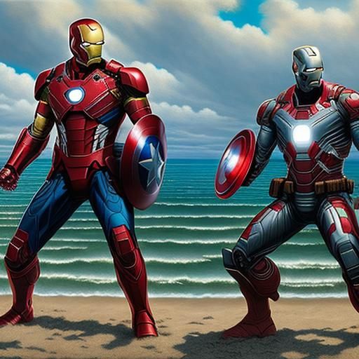Iron Man and Captain America Beach Vacation