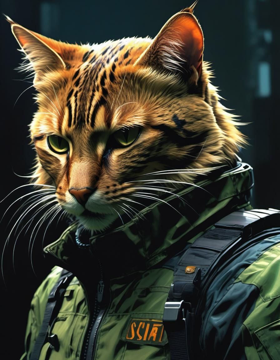 Anthropomorphic Cat in Dark Comic Style