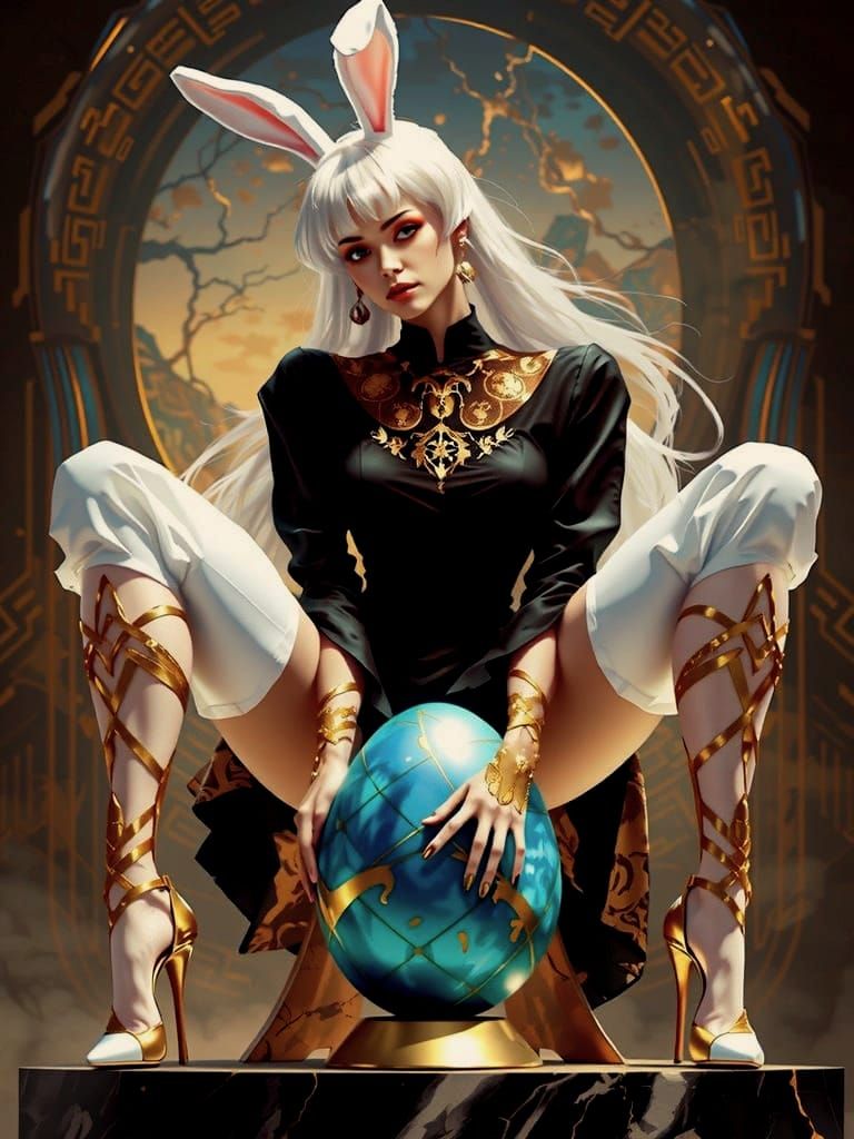 Surreal Easter Goddess in Cyberpunk Style