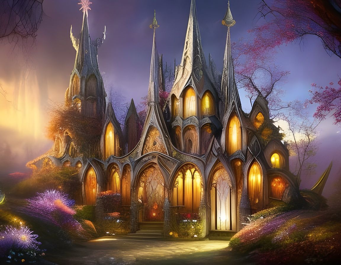 Enchanted Gothic Cathedral in a Fairytale Forest
