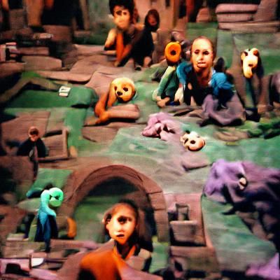 Cityscape in Claymation Style: Spooky Ambiance