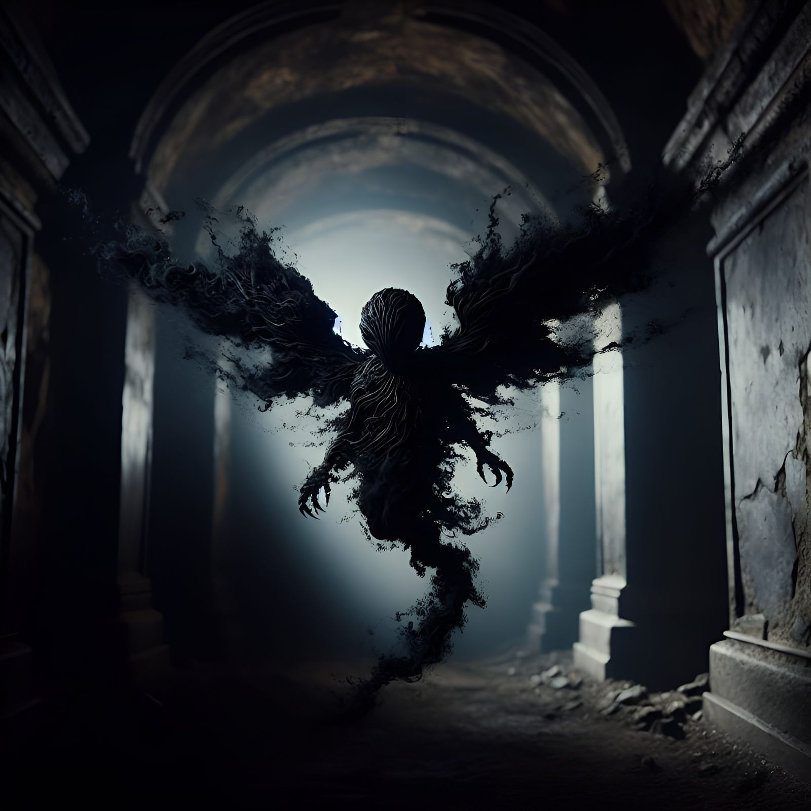 Smoke Creature in Dark Tomb