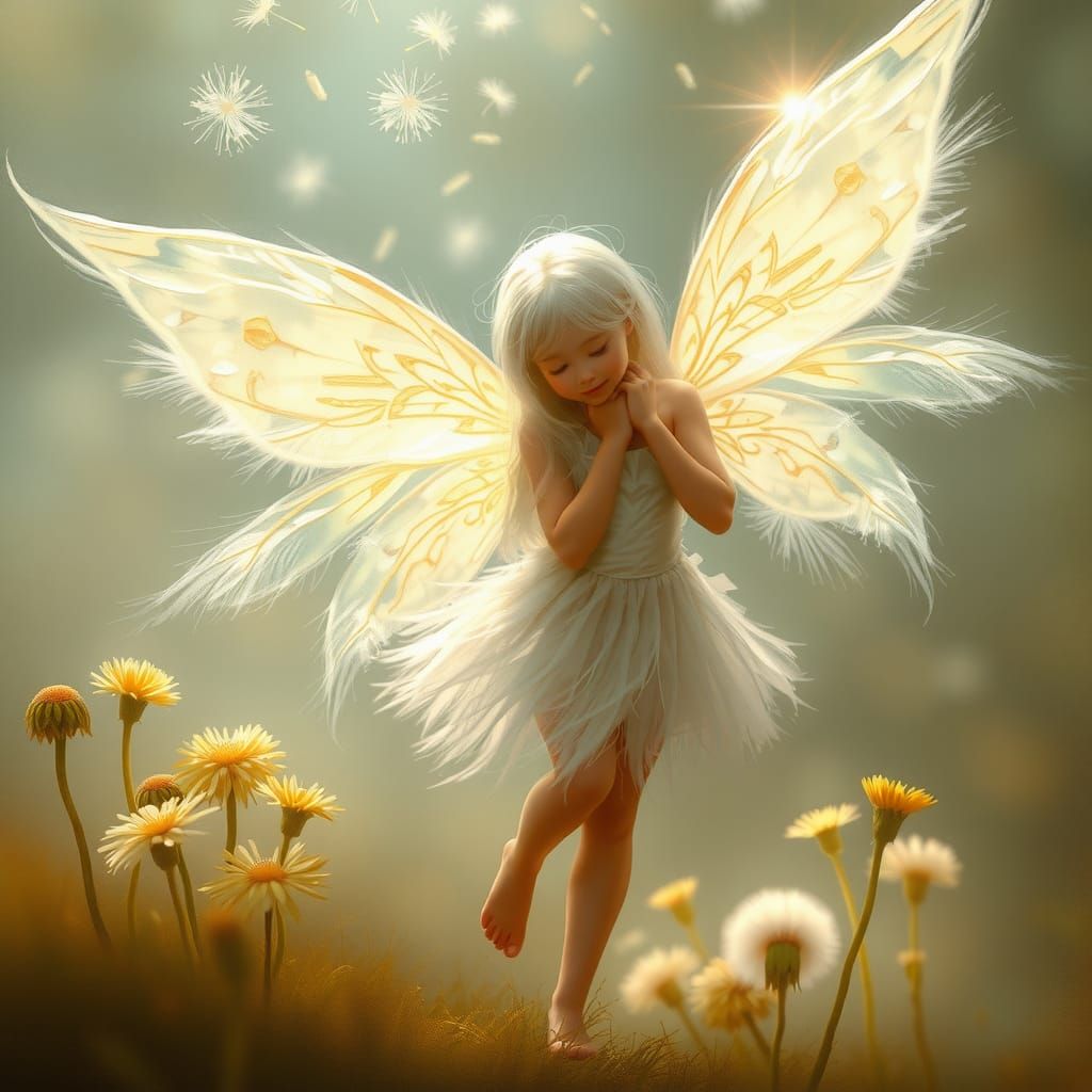 Dandelion Fairy with Ethereal Wings