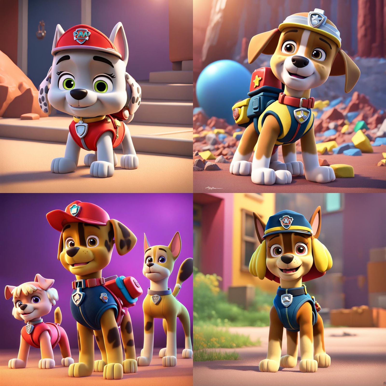 Rubble and Hannah Montana: 3D Digital Art