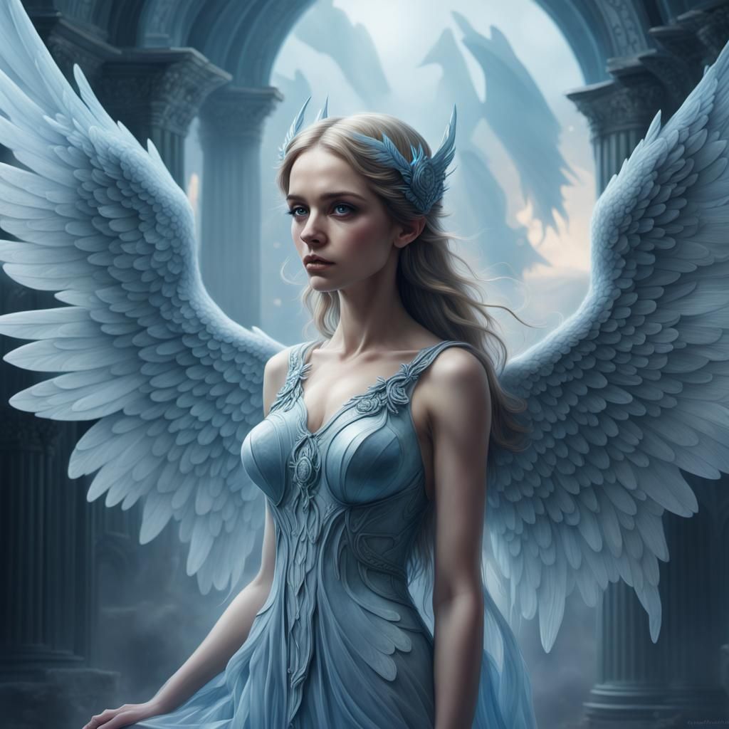 Angelite Crystal Fairy with Large Wings