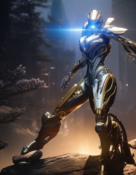 Chrome Alien Warframe Prime: Ultra Realistic Concept Art