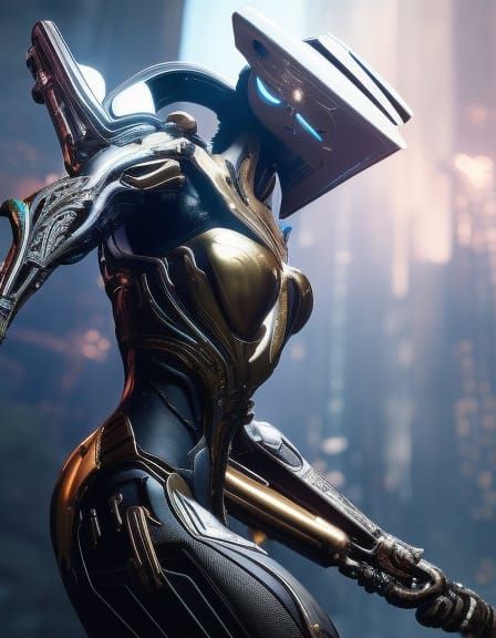 Chrome Alien Warframe Prime in Photorealistic Detail