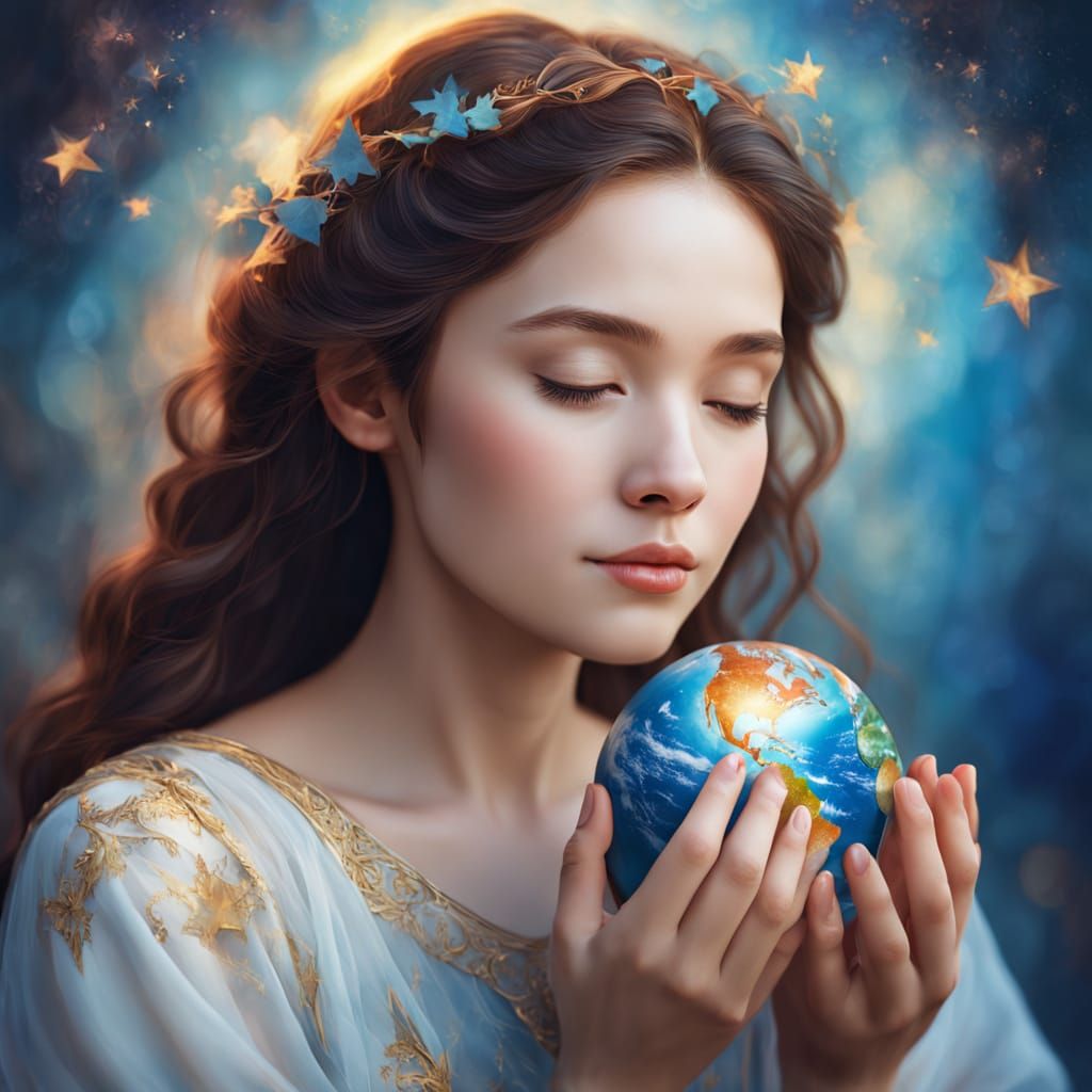 Mother Earth Goddess in Vibrant Digital Painting