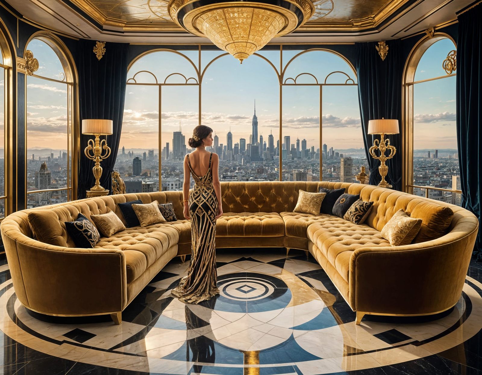 Luxurious Art Deco Penthouse at Night