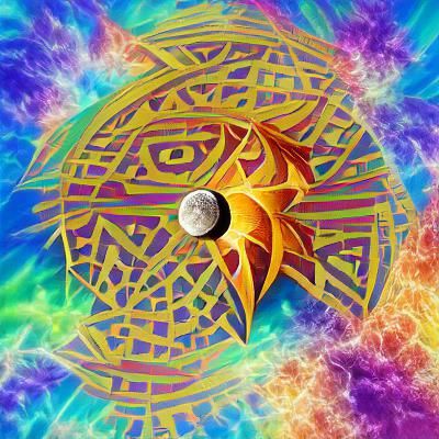 Psychedelic Sun and Moon Mandala with Geometric Design