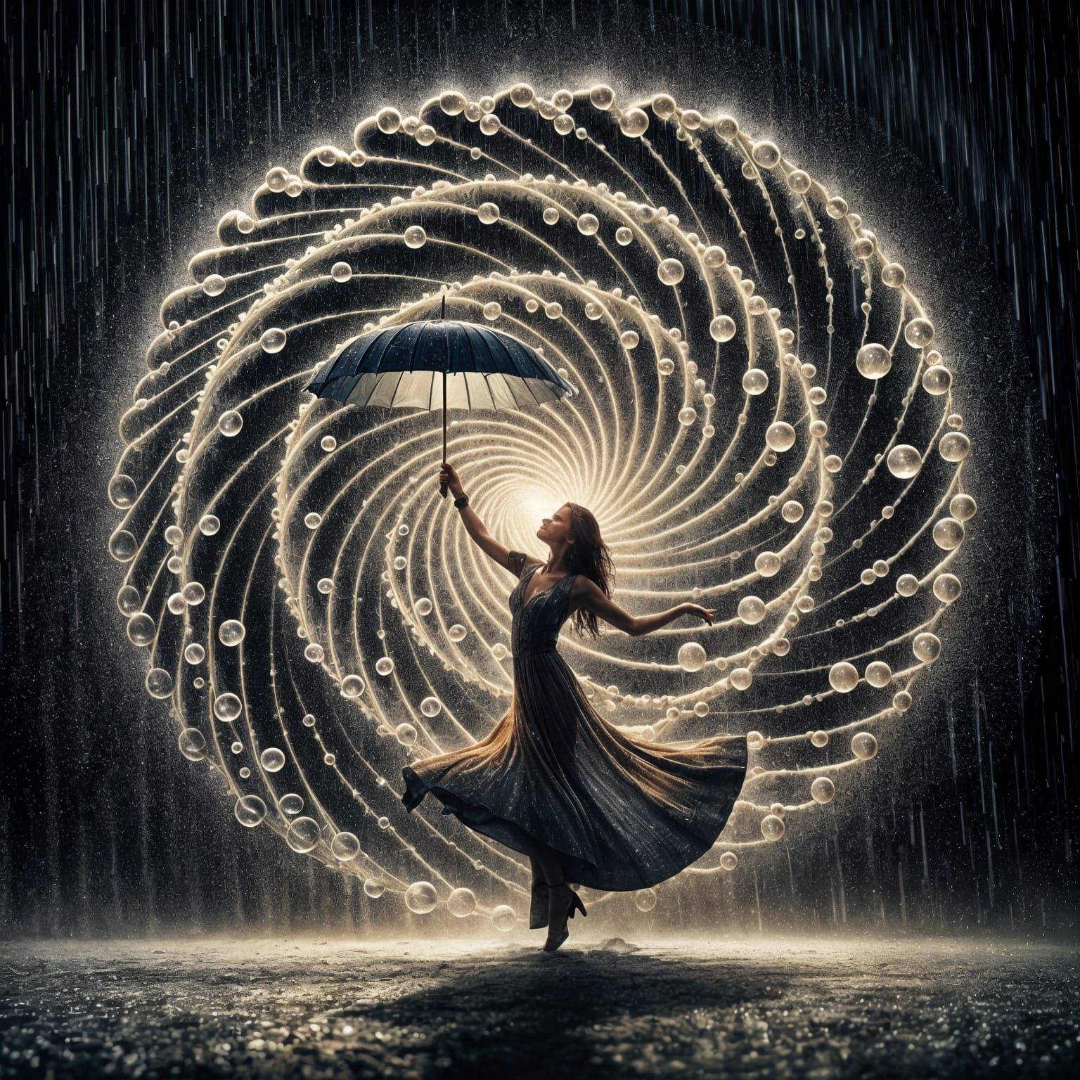 Woman Dancing in Rain: Double Exposure in 4K