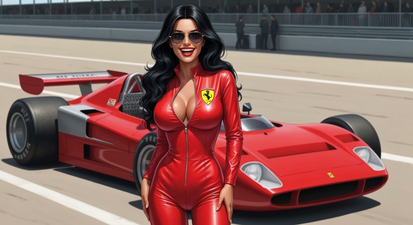 Italian Model in Catsuit at Monza Track