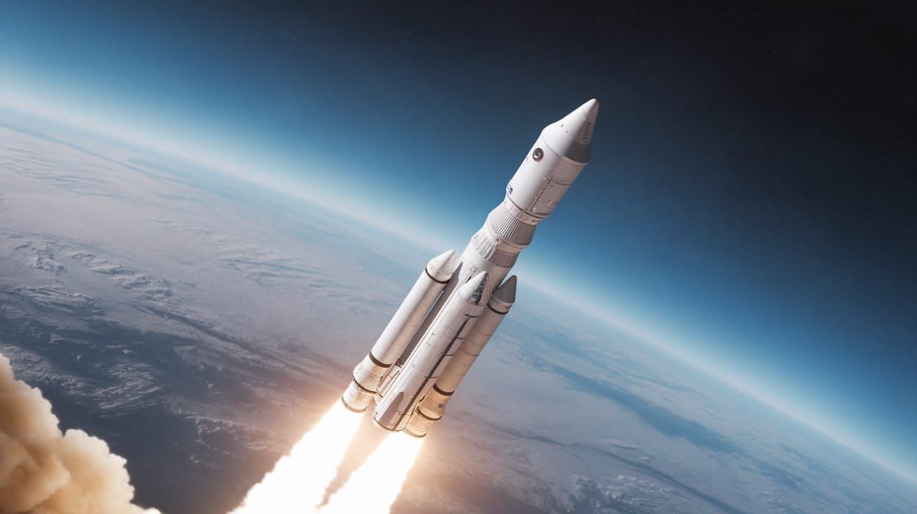 Rocket Launch into Space: Cinematic View