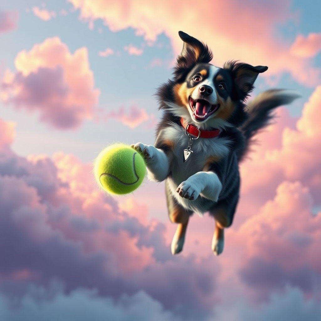 Australian Shepherd Leaping for a Glowing Ball