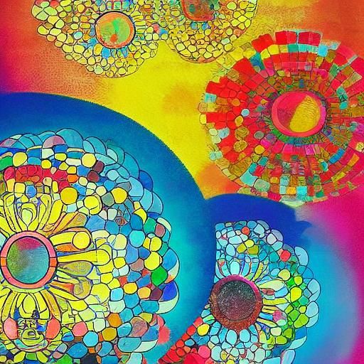 Psychedelic Garden Landscape in Takashi Murakami Style