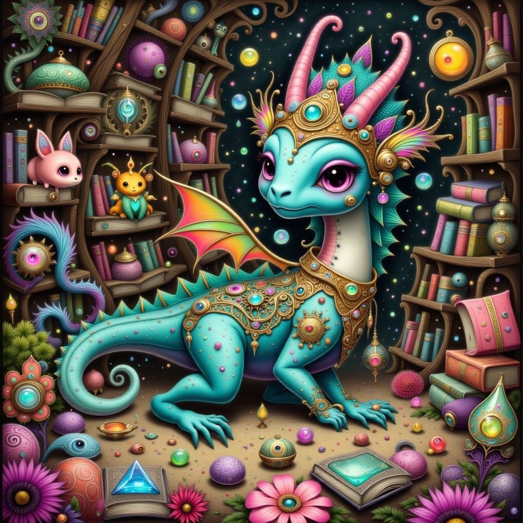Steampunk Dragons Discover Treasure in Whimsical Library