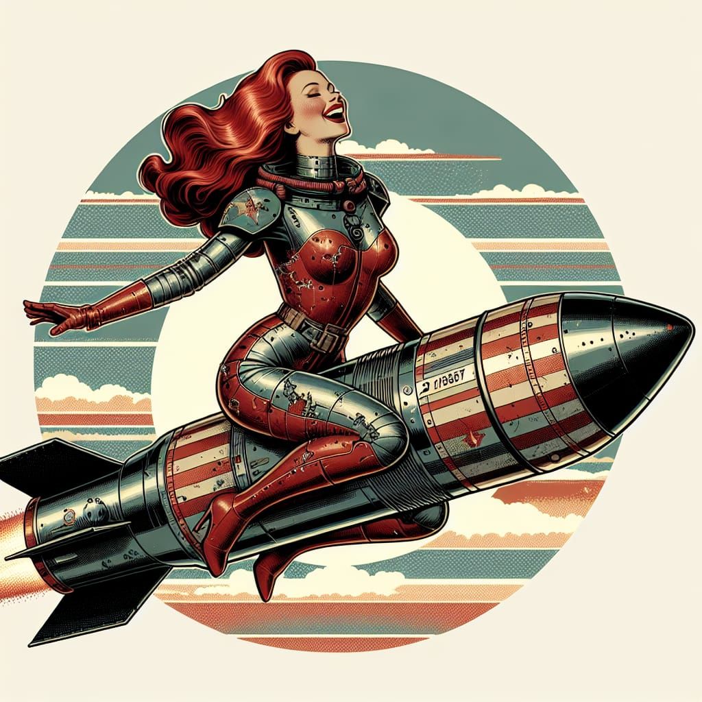 Redhead Rides a Missile: 1960s Pin-Up Sci-Fi Art