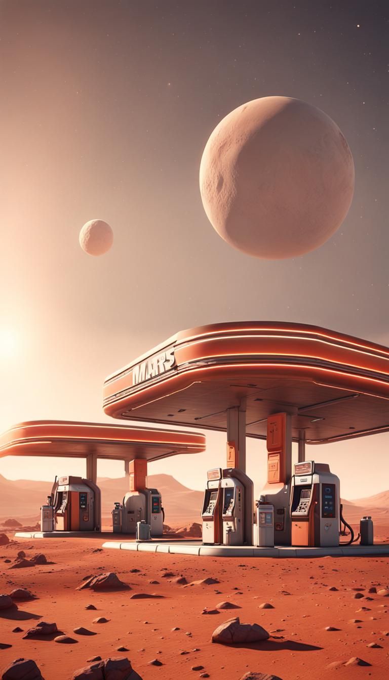 Gas Station on Mars in 3D Game Style