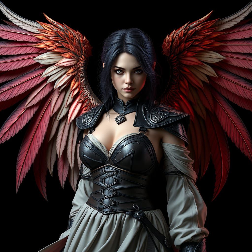 Surreal Goddess Reveals Radiant Wings in Elegant Portrait