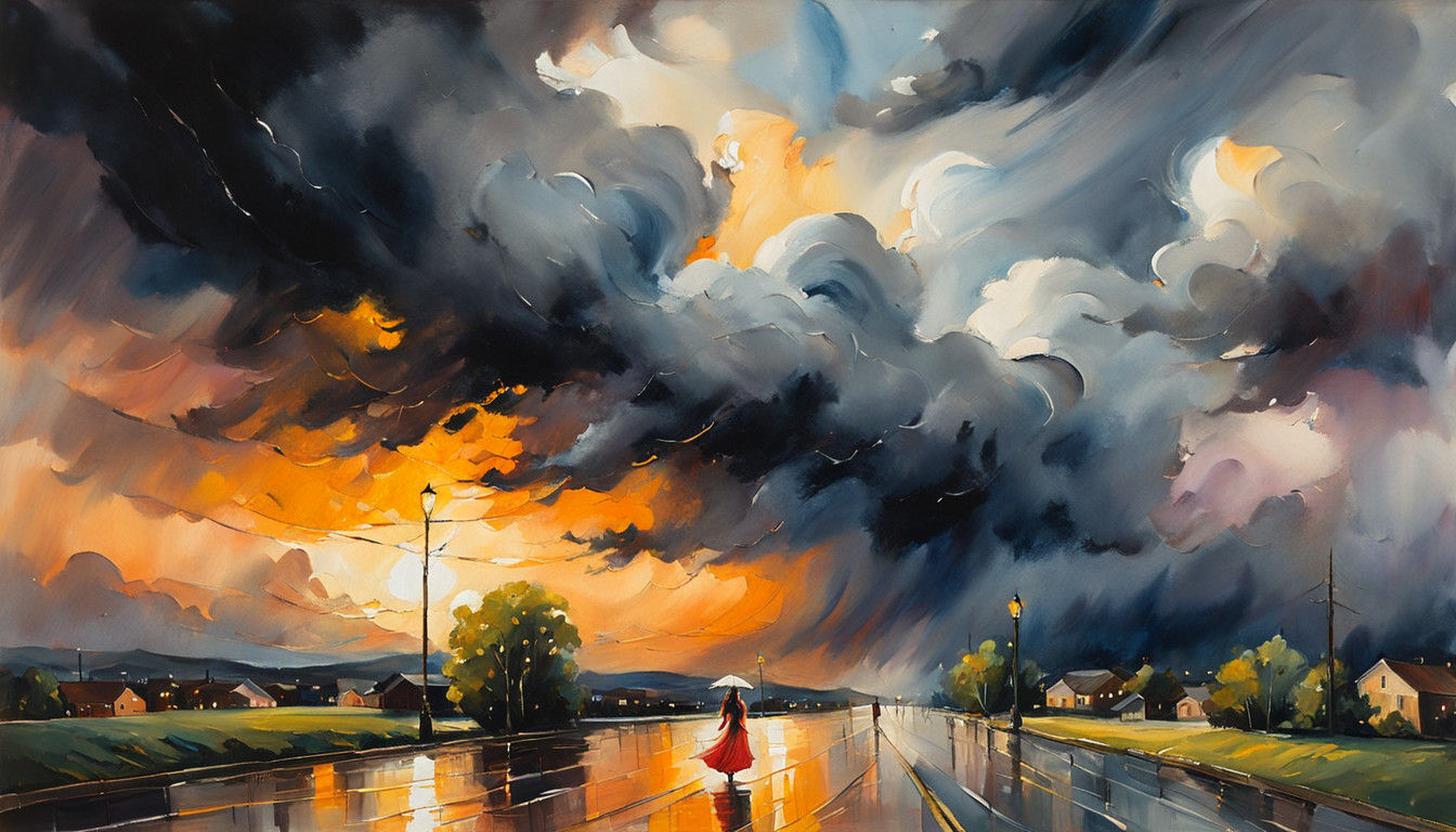 Ethereal Mysterious Woman Illuminated by City Street Light i...