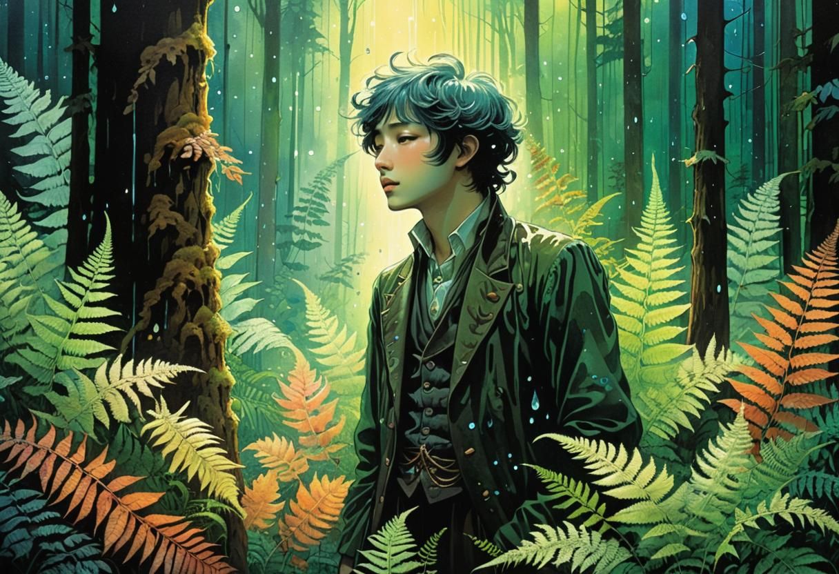 the forest is breathing; ferns are rejoicing; the trees are ...