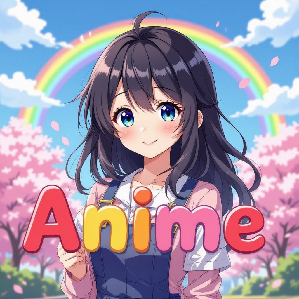 The Word Anime Written with a Cute Background
