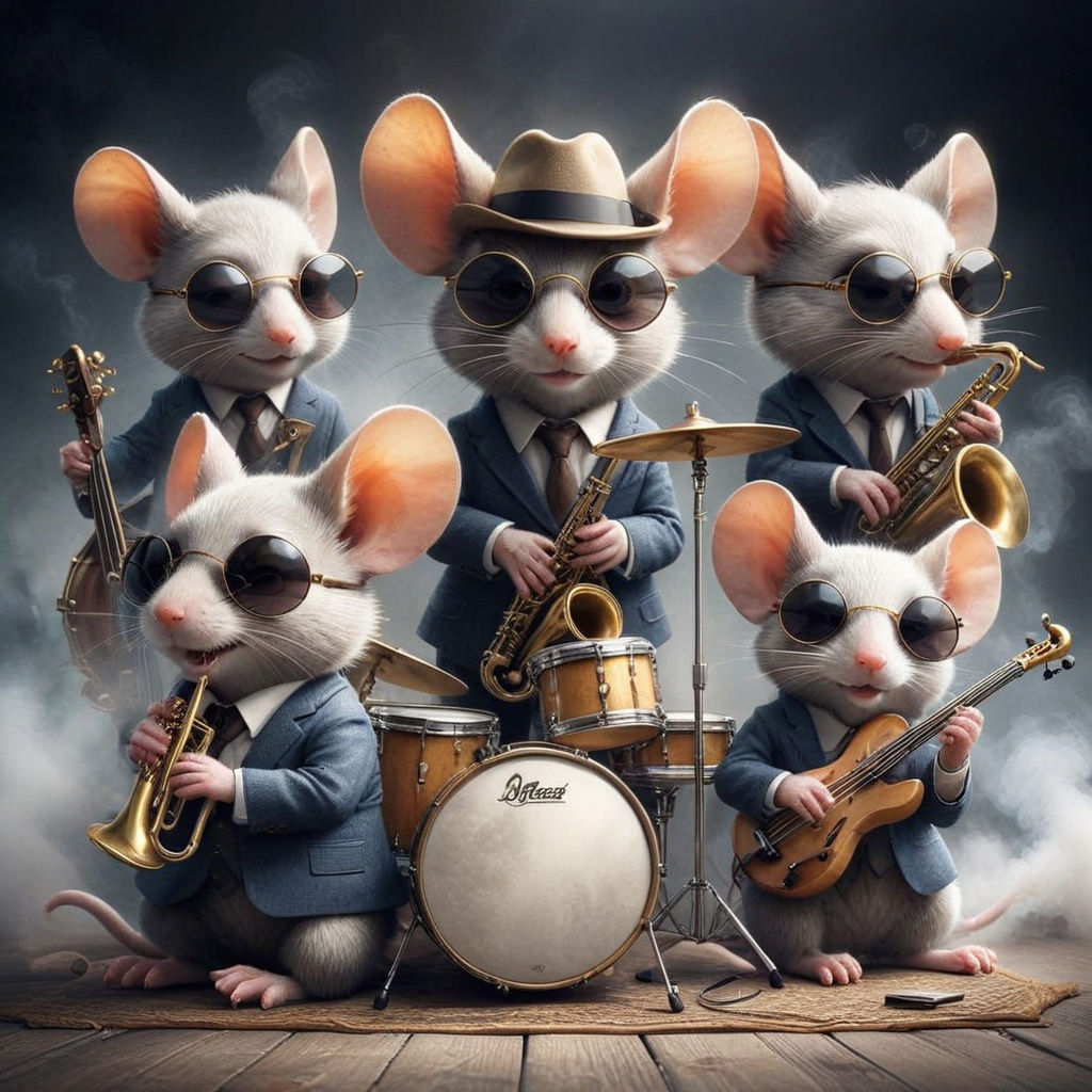 Anthropomorphic Mice Jazz Combo in Smokey Club