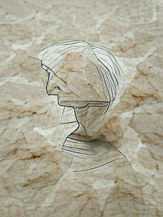 Minimalist Marble Portrait of an Old Woman