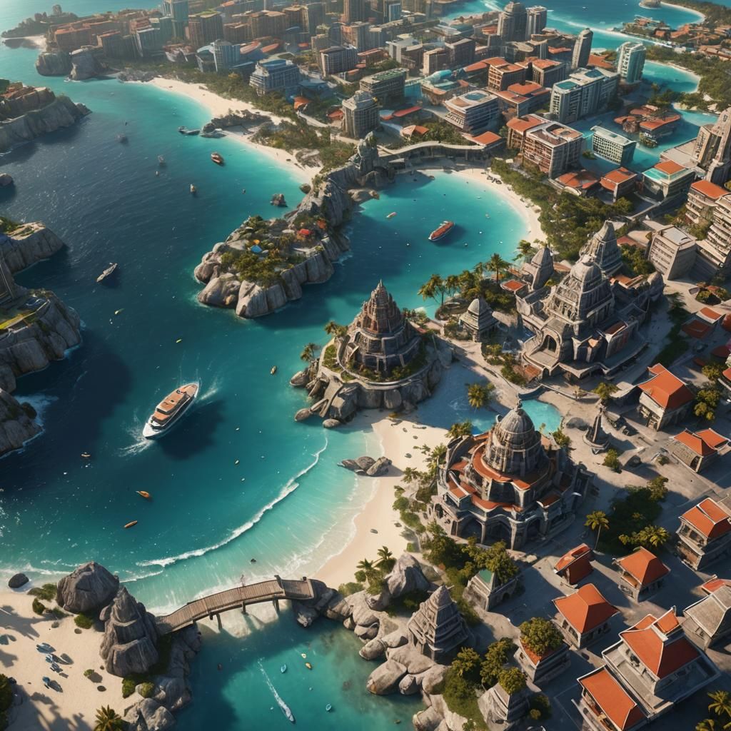 Fantastical Cancun Mexico Concept Art