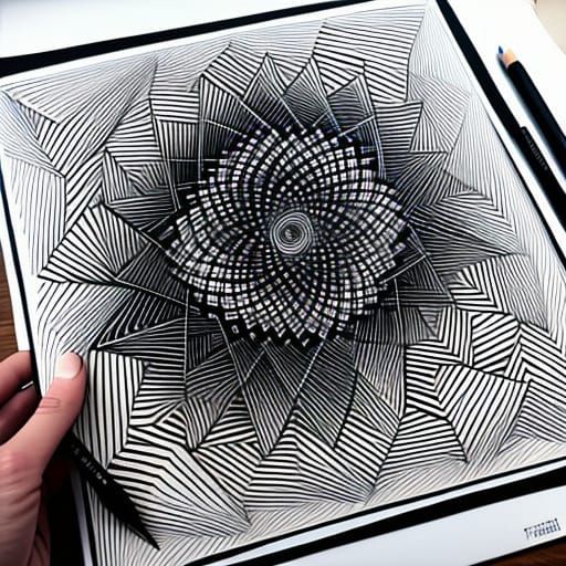 Intricate Hand-Drawn Optical Illusions in Ink