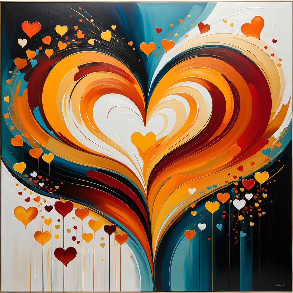 Abstract Artwork that conveys the warmth and excitement of falling in love