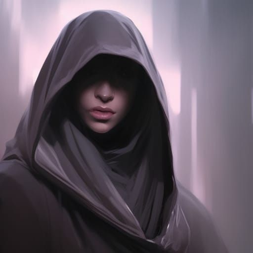 Dramatic Portrait of Shadowy Hooded Figure