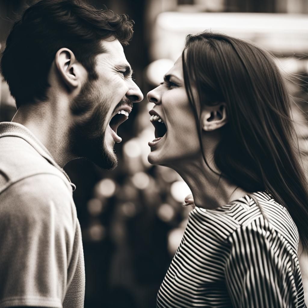 Blurred Photo: Man and Woman Shouting