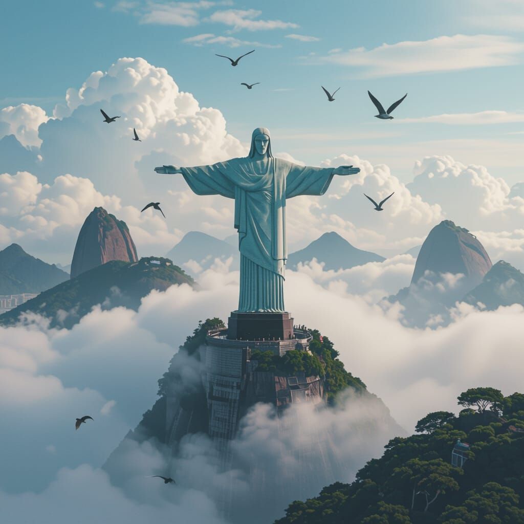 Christ the Redeemer in a Dreamlike Digital Art Style