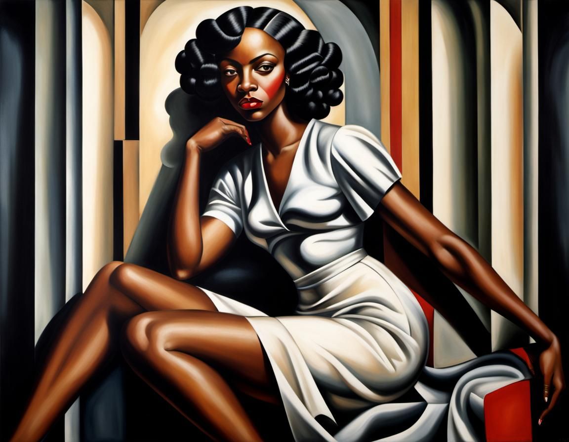 Black Woman Portrait in Art Deco Style