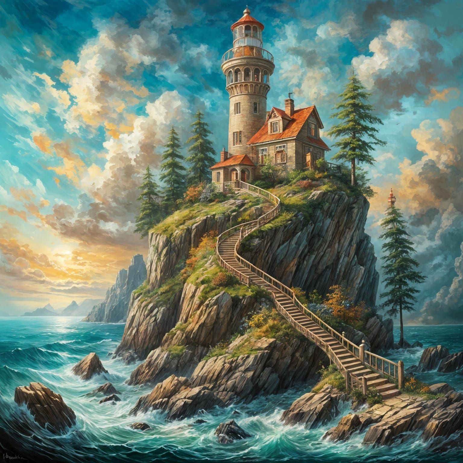 Lighthouse with Interior Spiral Staircase