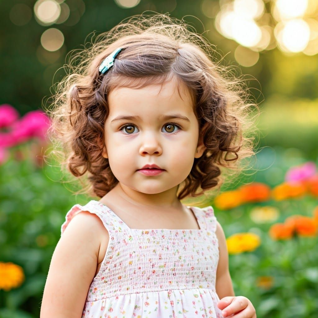 Girl in Garden with Bokeh, Professional Photography Style
