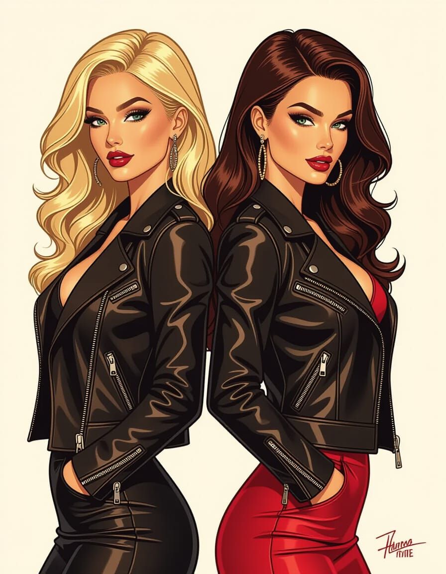 Glamorous Women in Retro Comic Book Style