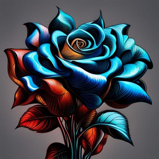 Melting Chrome Roses: Graffiti Style Art