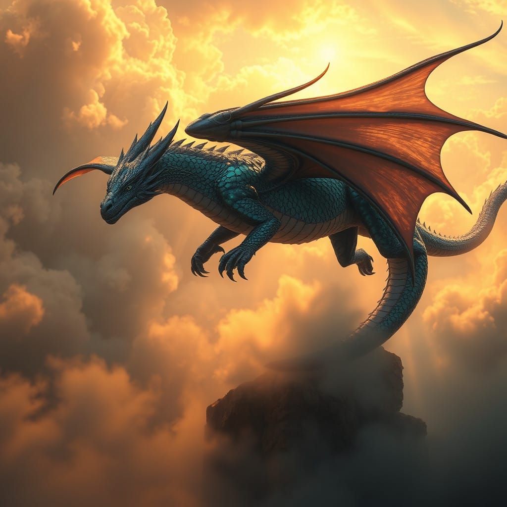 Majestic Opal Dragon Soars in Mystical Realm