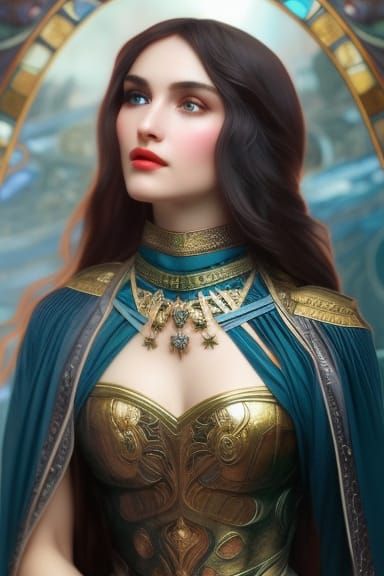 Beautiful Sorceress in Video Game Style Armor