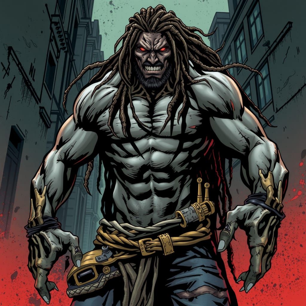 Muscular Undead Warrior in Gritty Comic Book Style
