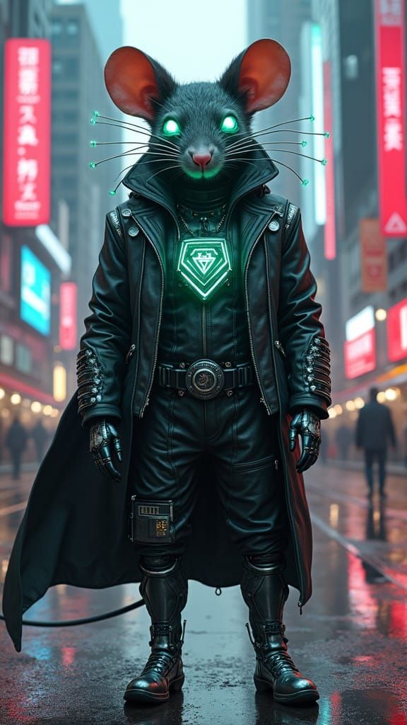 Cyberpunk Hero Mouse in Futuristic Attire