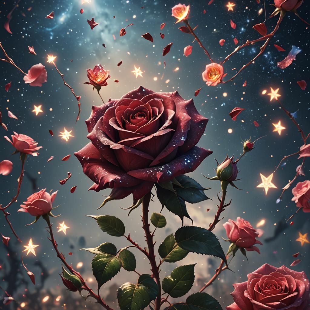 Rose with Star Petals: Fantasy Concept Art